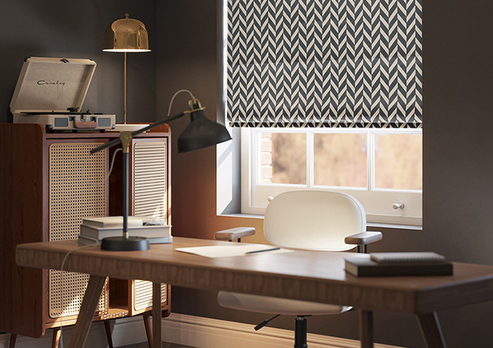 Chevron Stripe, Charcoal - Motorised Roman Blind - Image 5